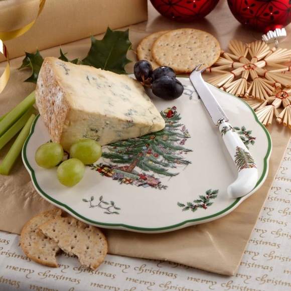 Christmas Tree Appetizer Plate with Cheese Knife - Picture 2 of 3